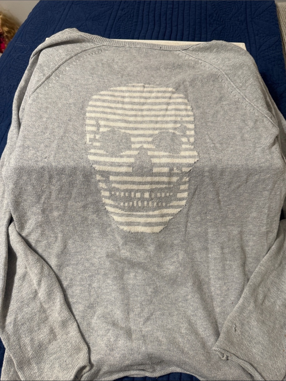 Skull cashmere Gray Skull Knit Sweater - small